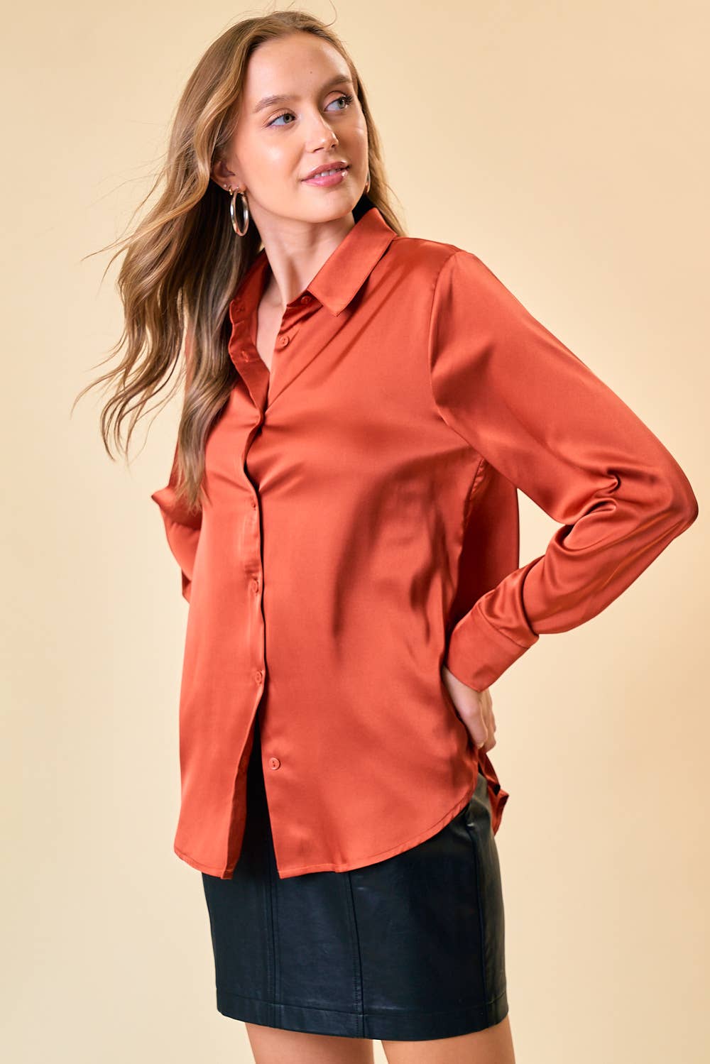 Satin Button-up Shirt