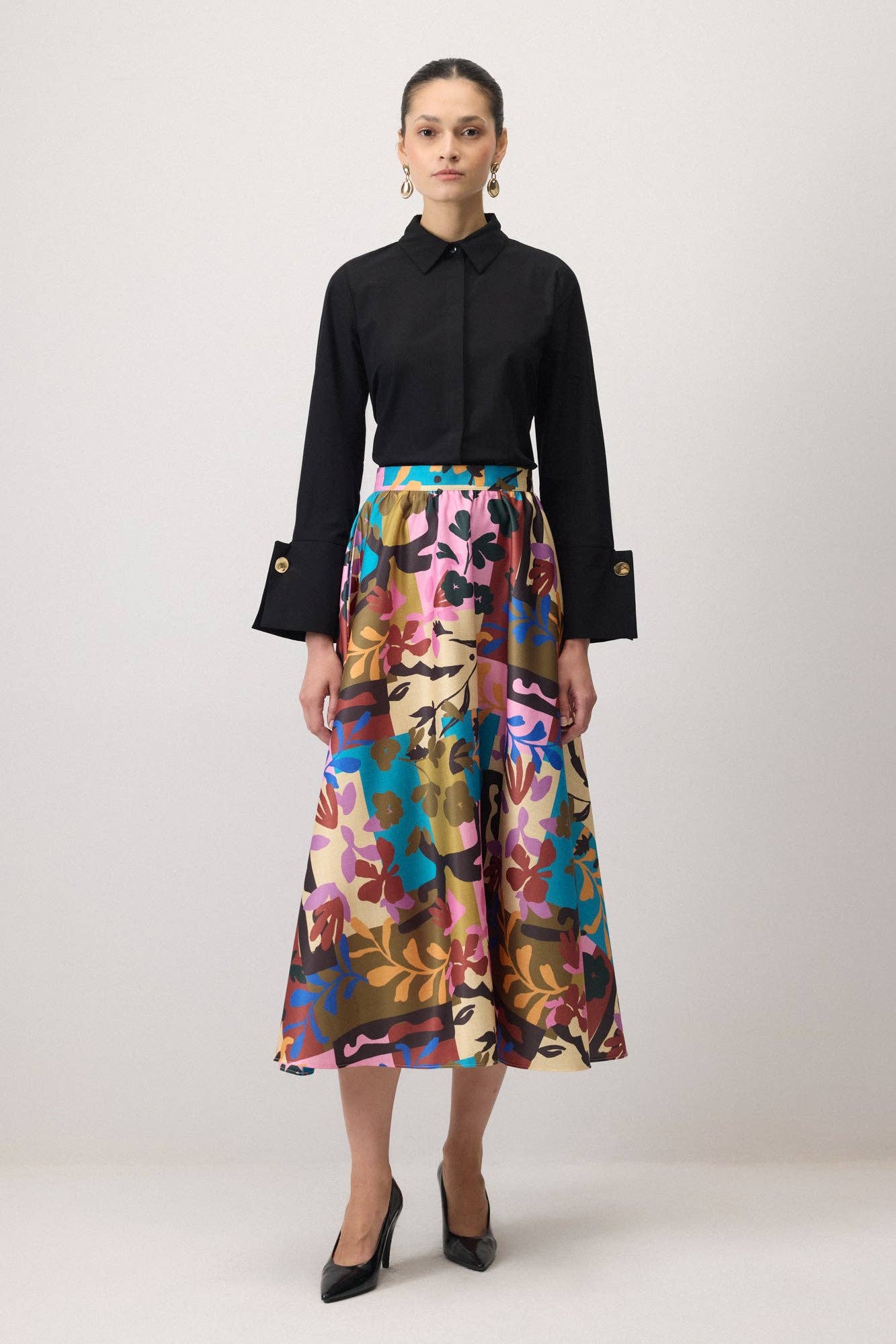 Patterned Satin Skirt