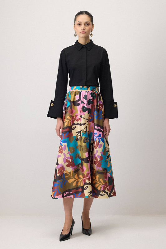 Patterned Satin Skirt