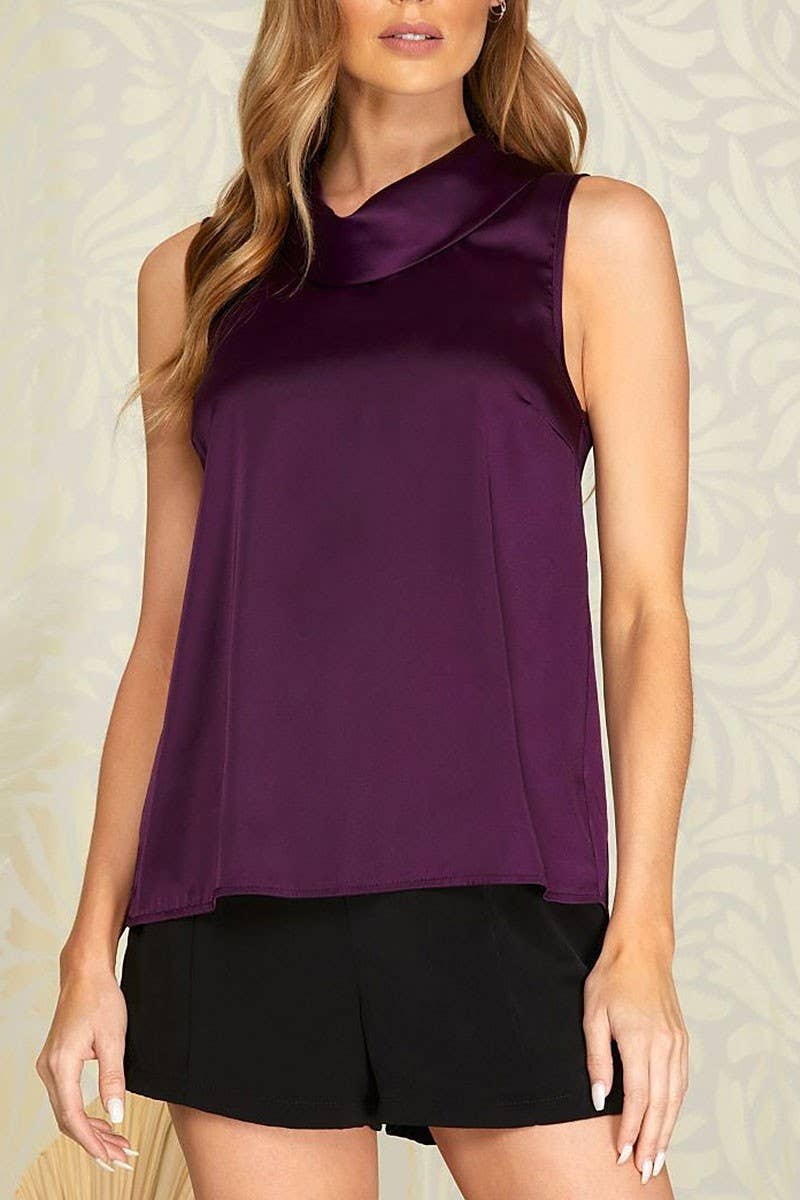 Cowl Neck Sleeveless Bouse