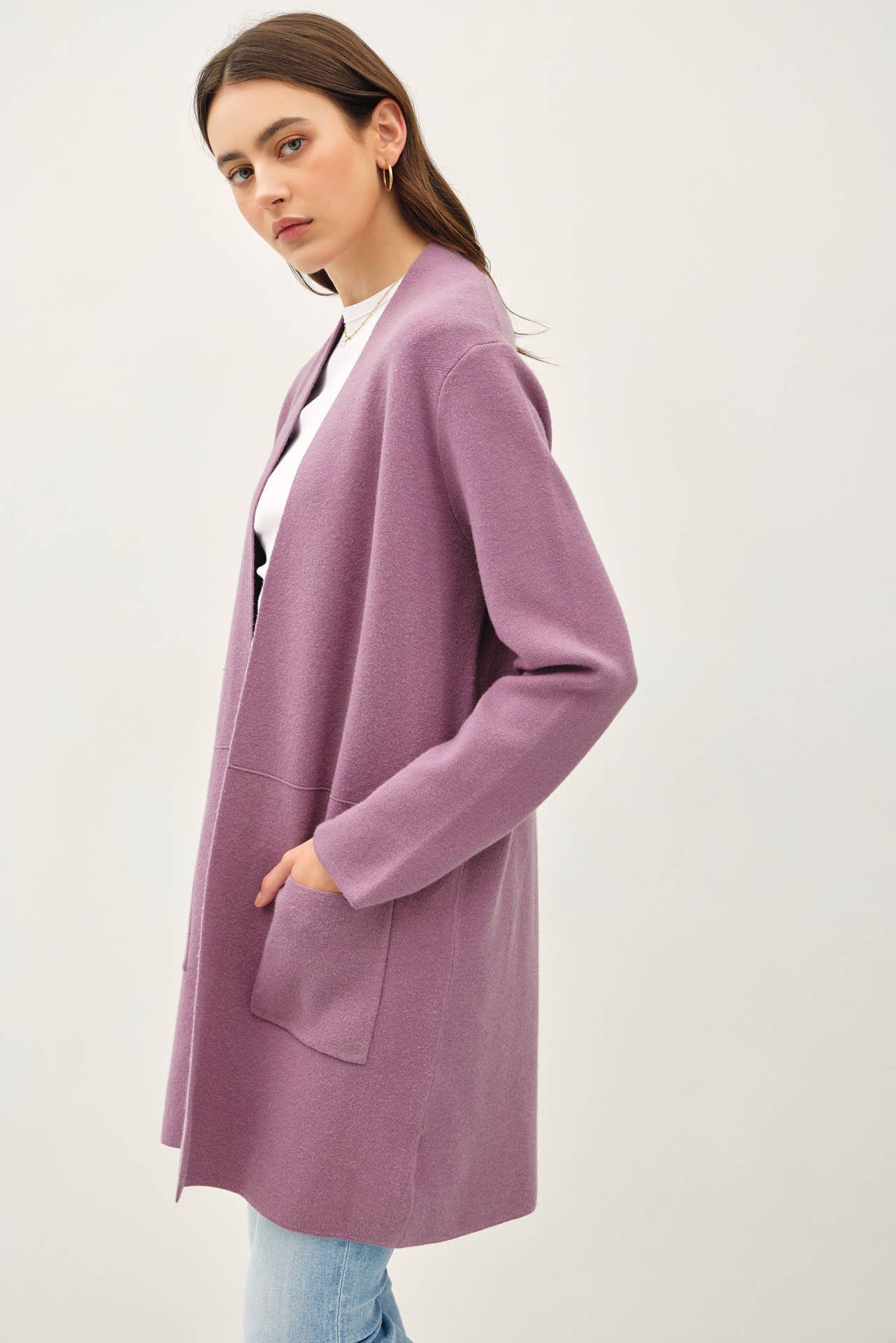 Open  Front Classic Knit Coat