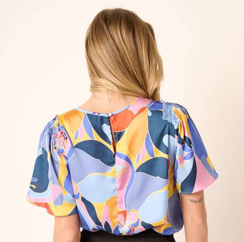 Flower Satin  Blouse
