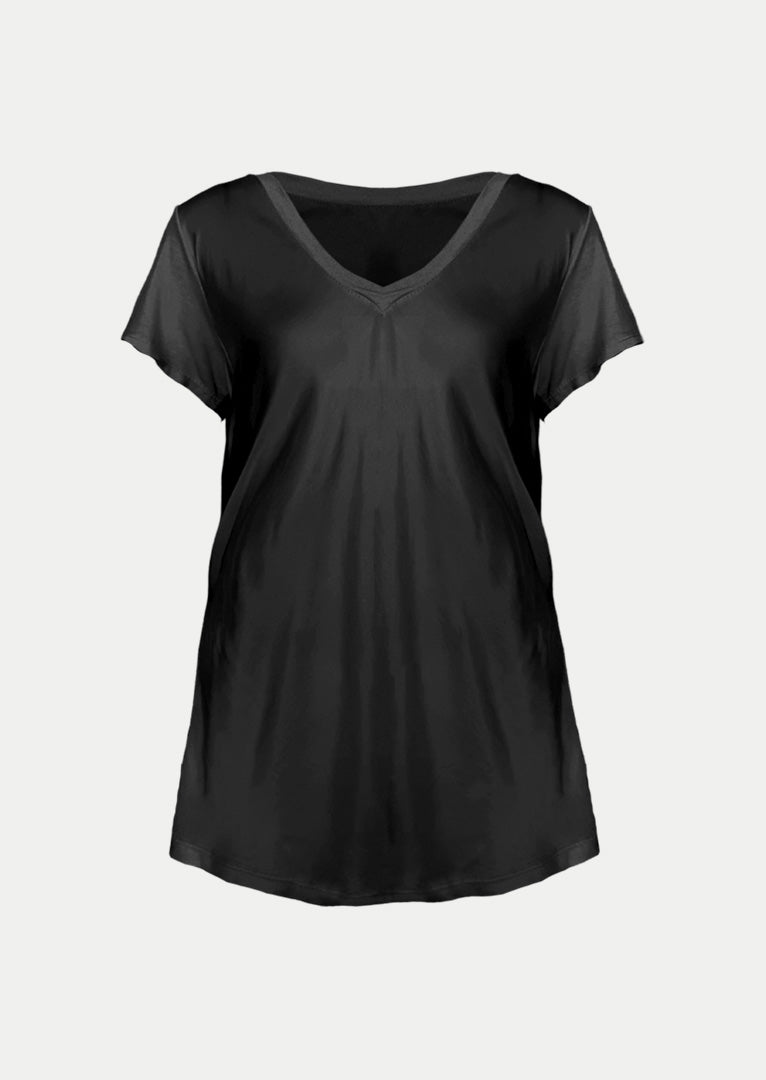 Satin V Neck T-Shirt