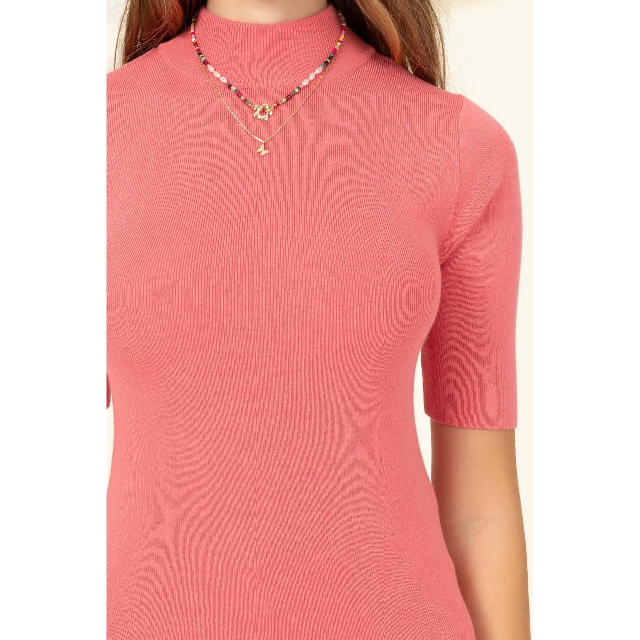 Short Sleeve Mock Neck Top