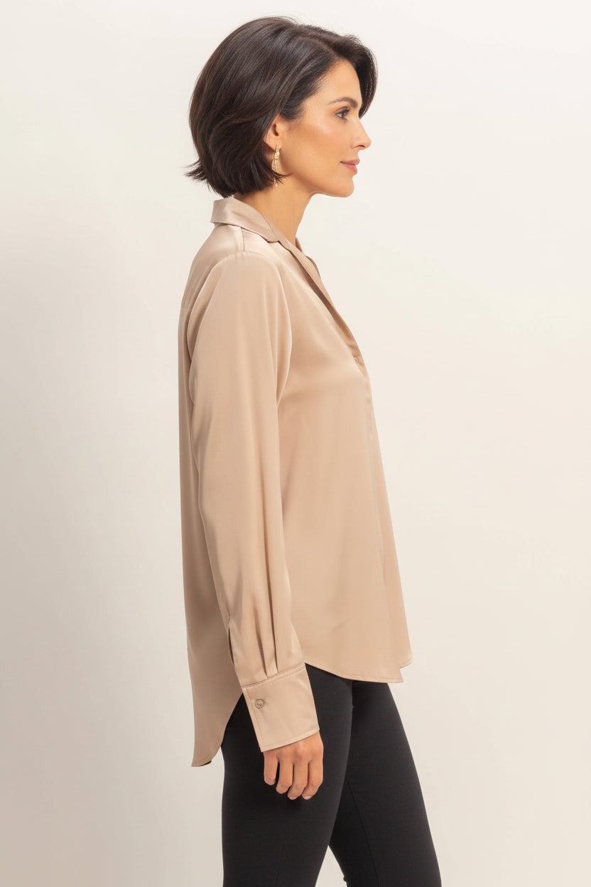 Satin Button-Up Shirt