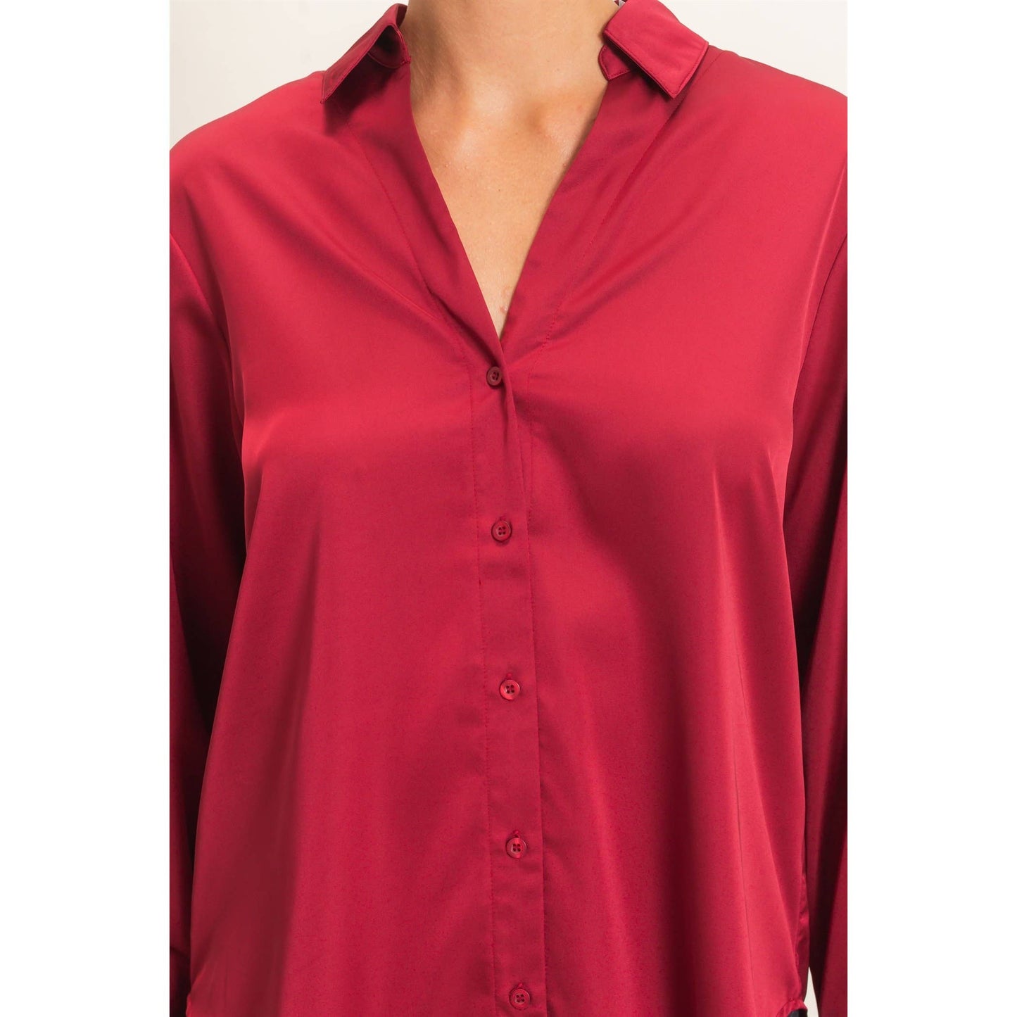 Satin Button-Up Shirt