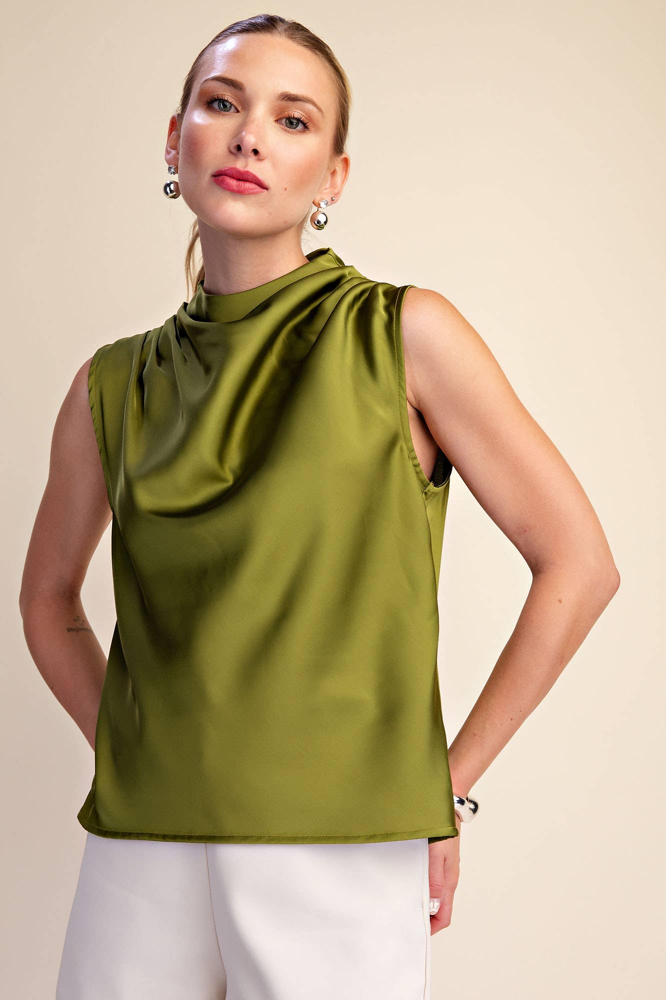 Mock-Neck Sleeveless Top