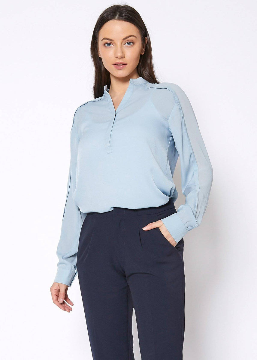 Mandarin Collar Shirt Blouse