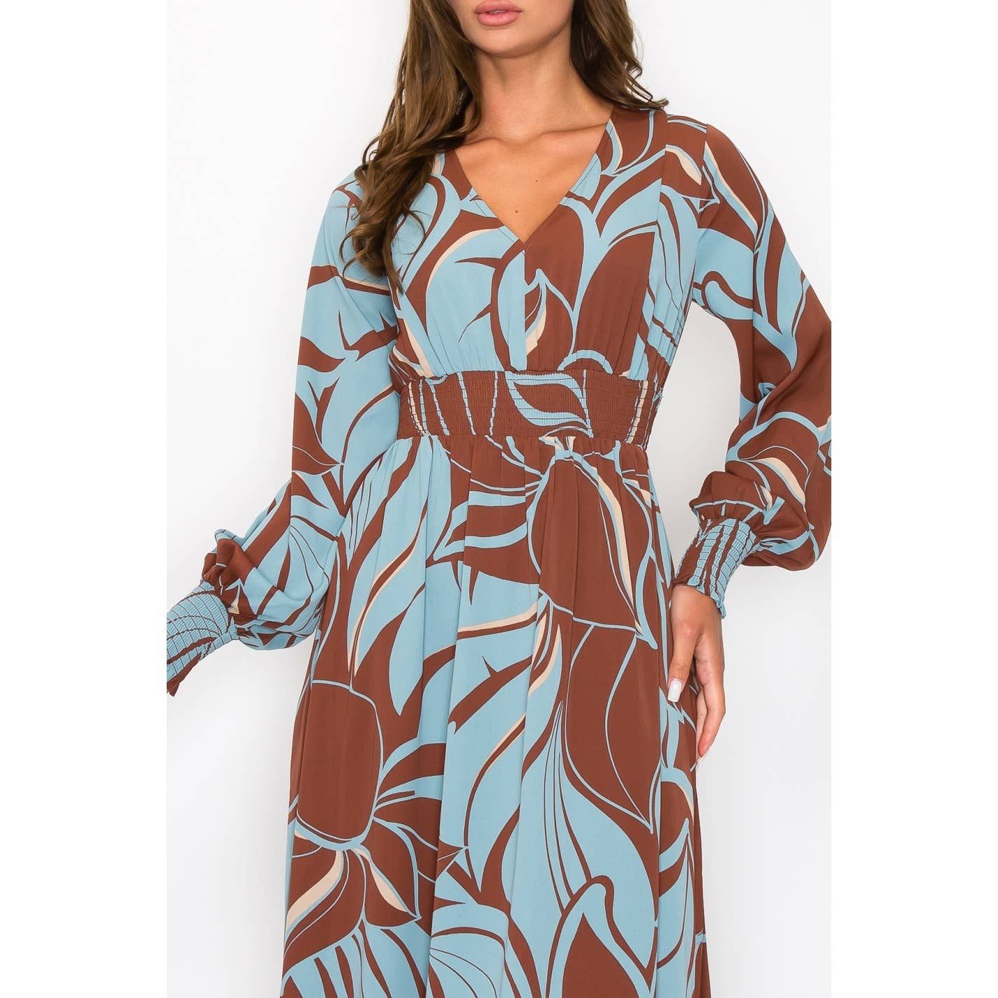 Leaf Print Maxi Dress