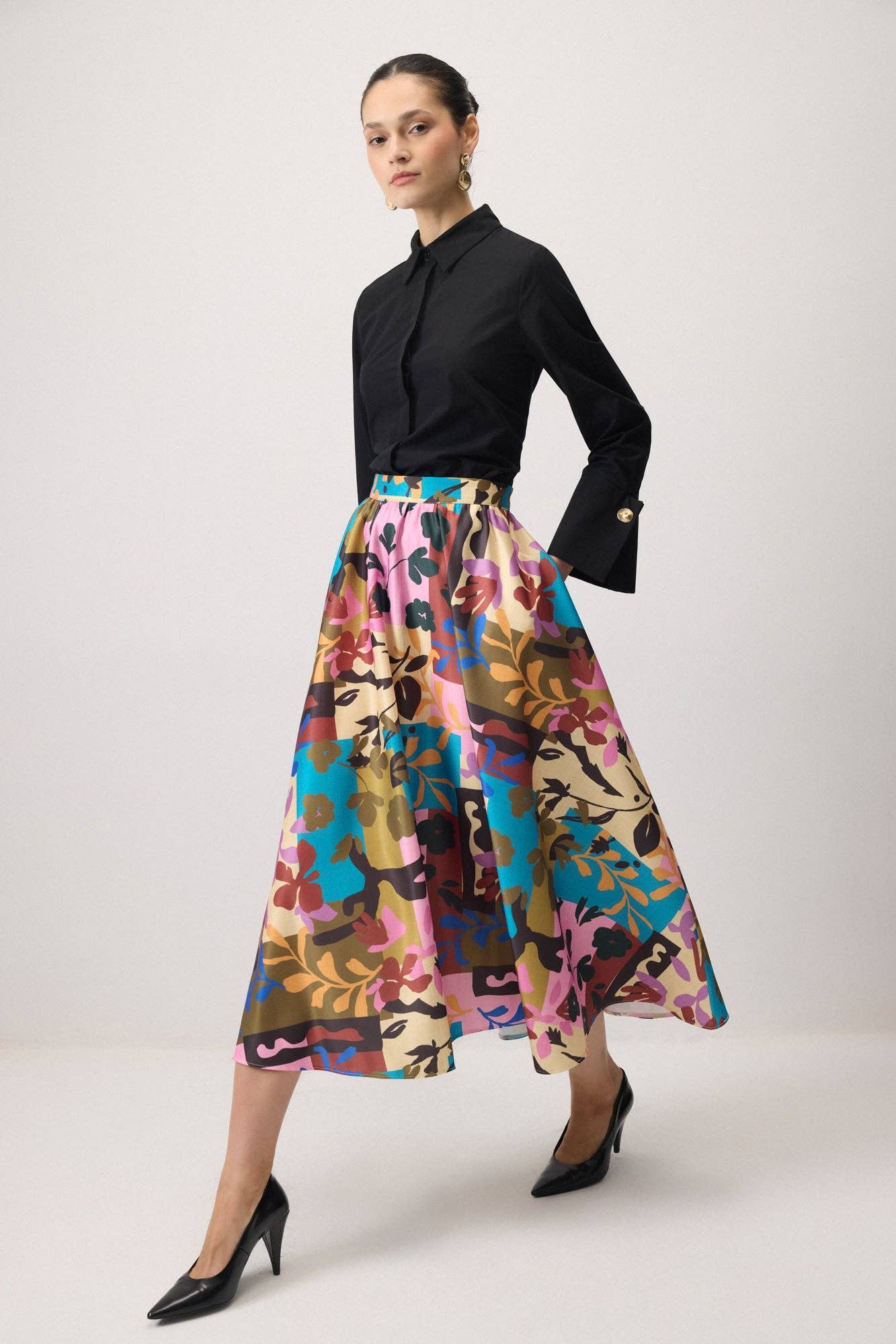 Patterned Satin Skirt