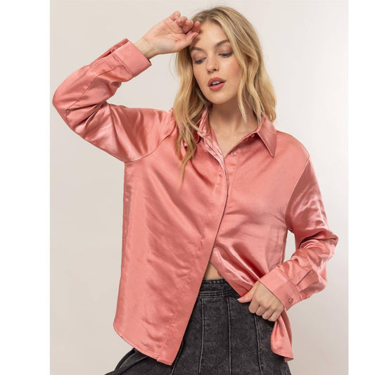 Satin Button-down Shirt