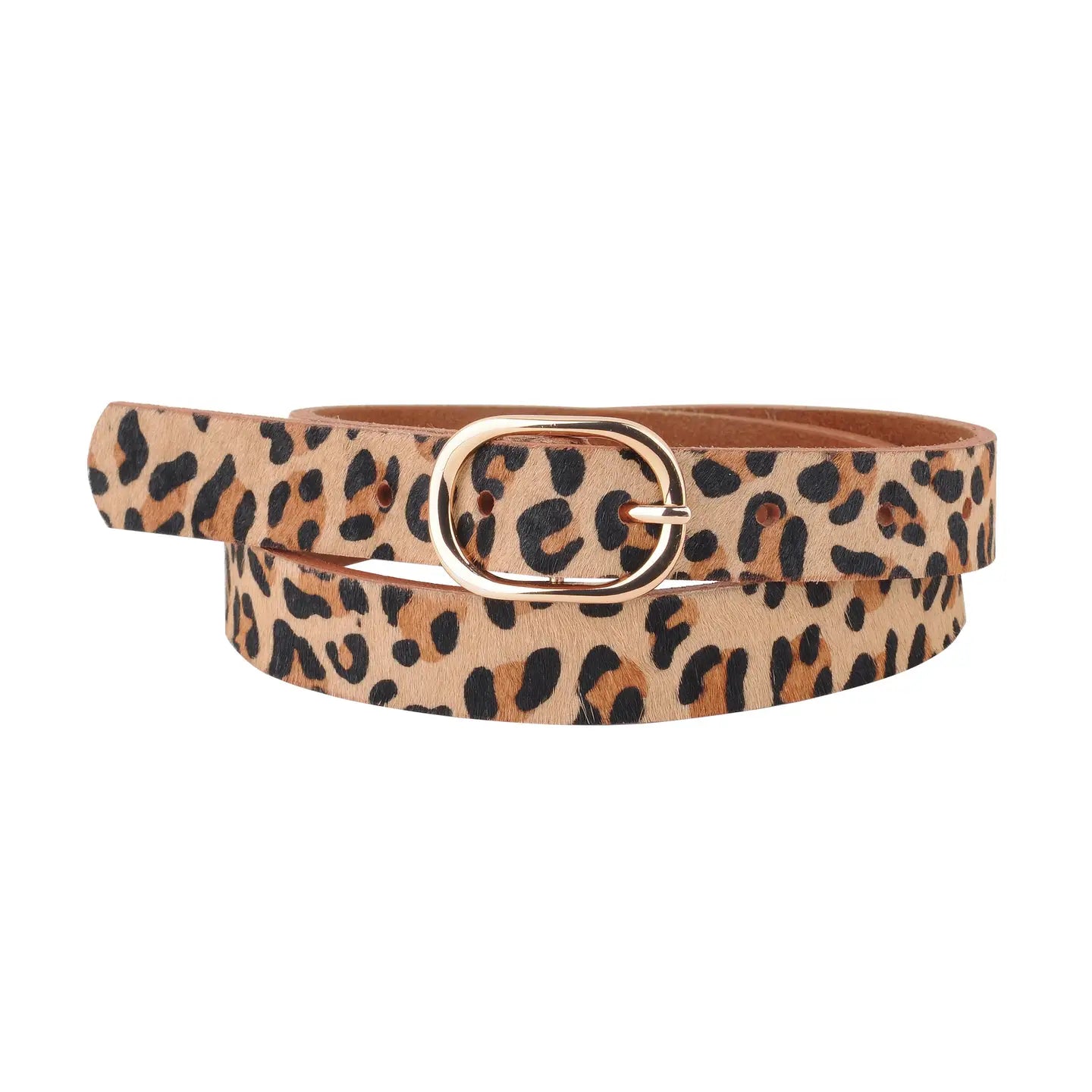 Leopard Print Leather Belt