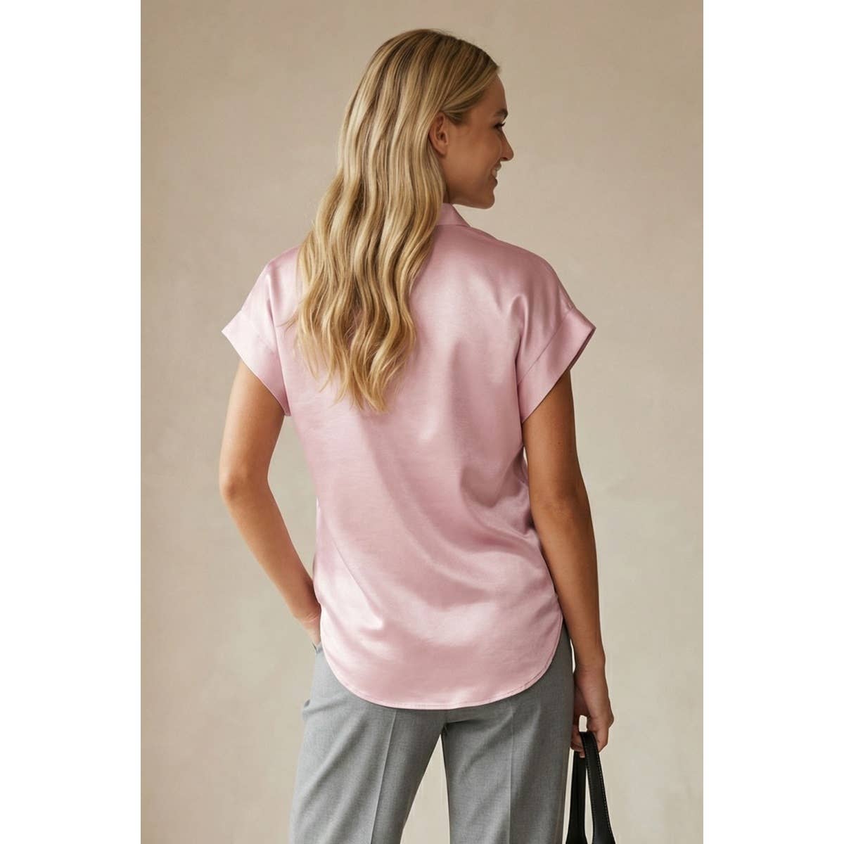 Cap Sleeve Satin Blouse