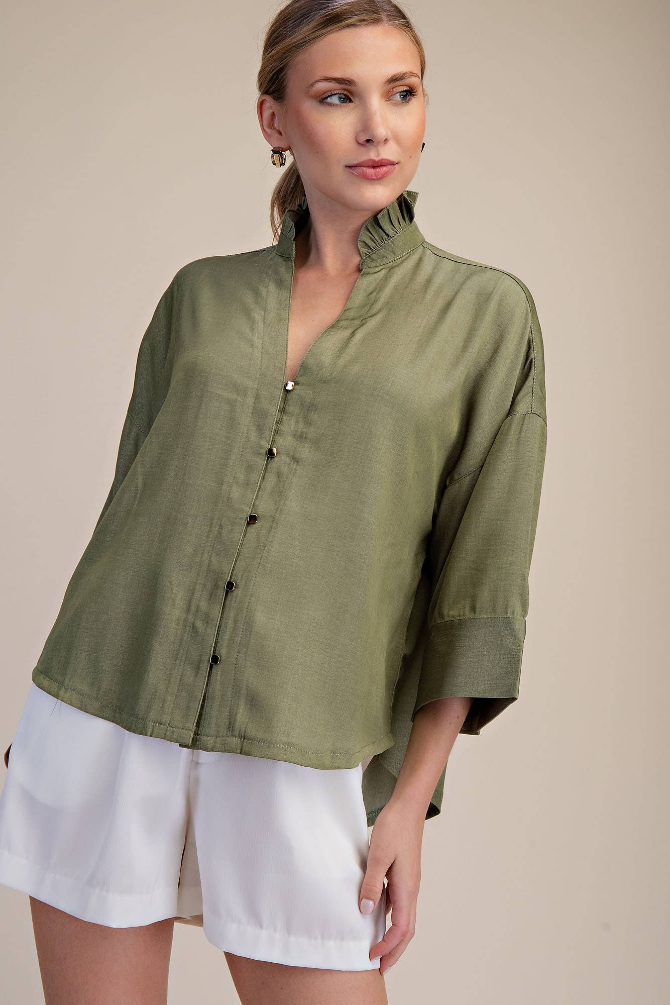 Ruffle V-neck blouse