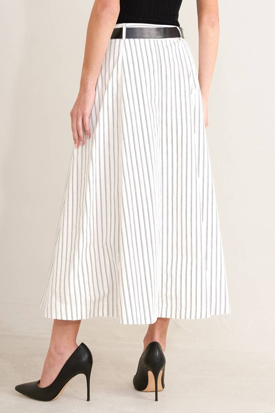 Striped Woven Midi Skirt