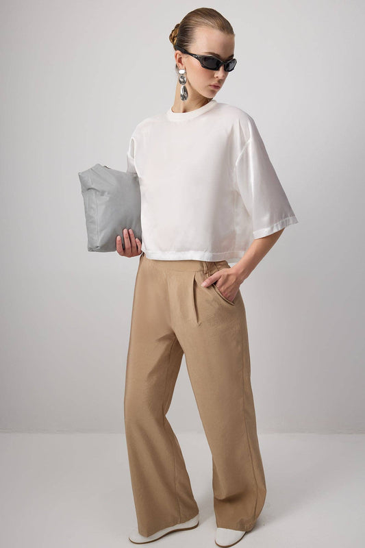 High-Waisted Wide-Leg Cupro Pants