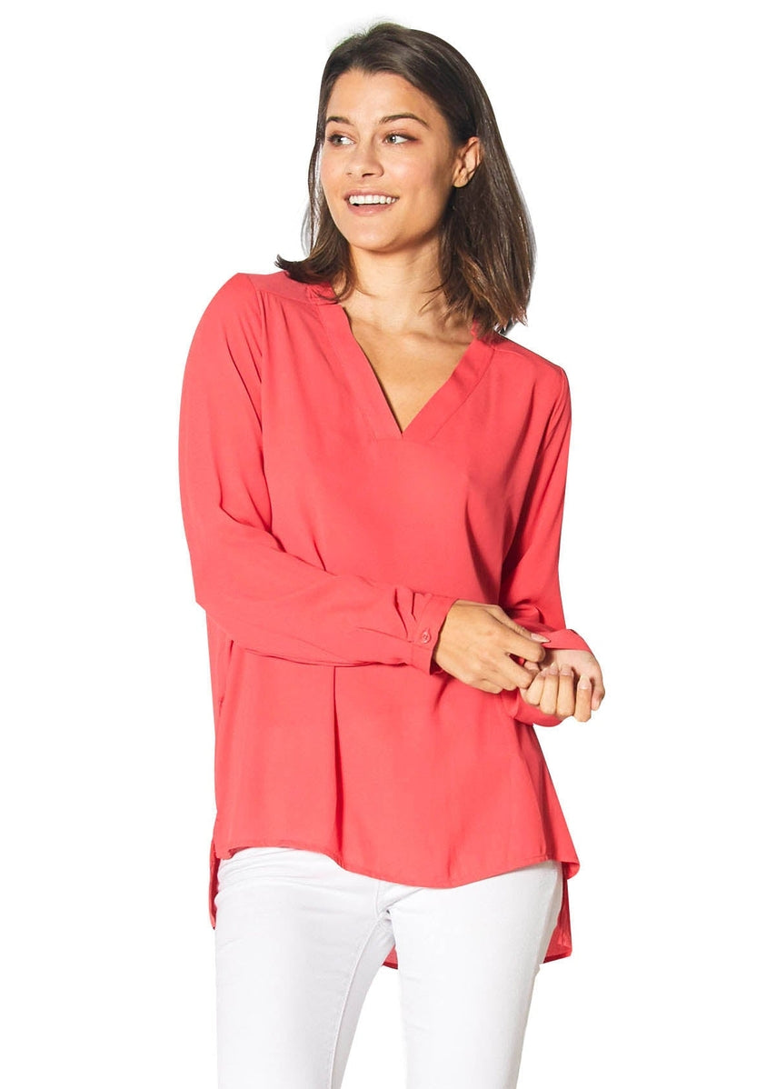 Long Sleeve Split Neck Top