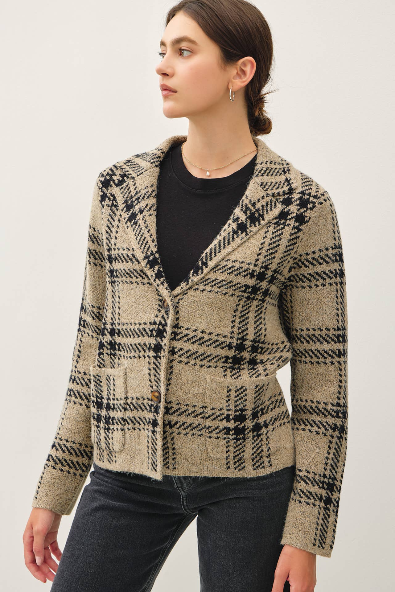 Plaid Sweater Jacket