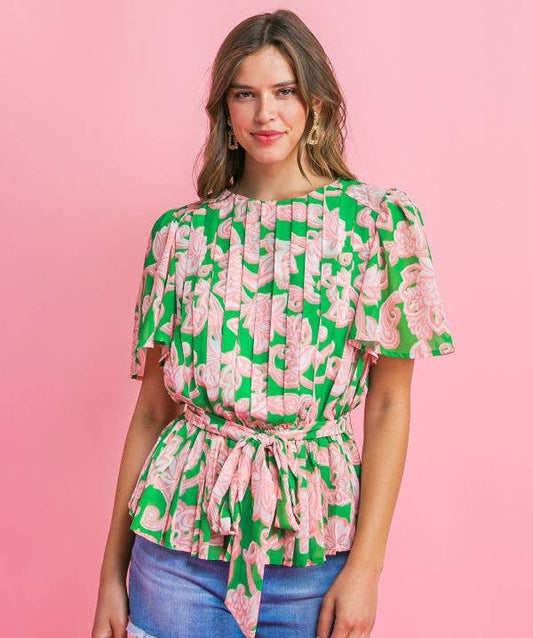 A printed woven top