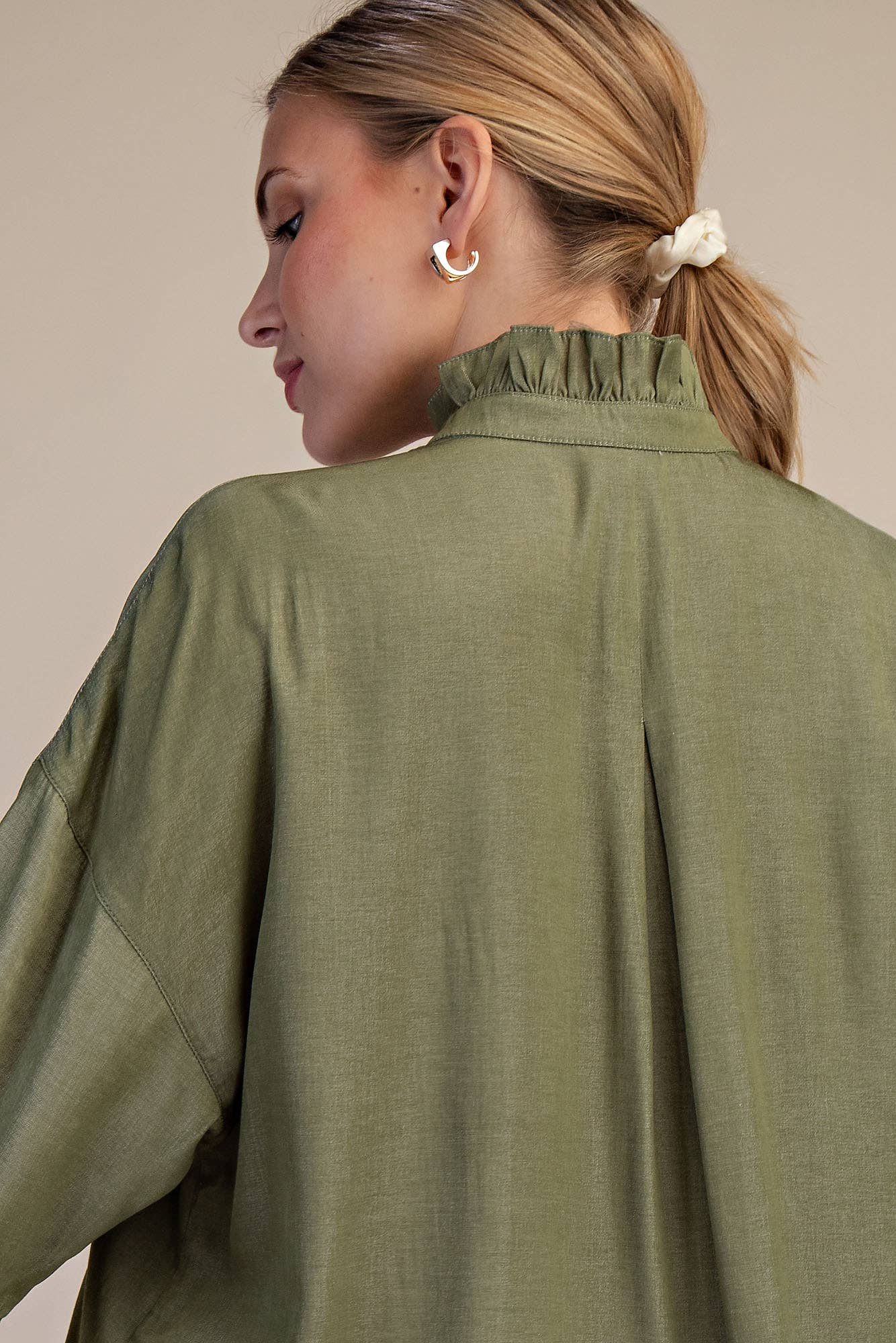 Ruffle V-neck blouse