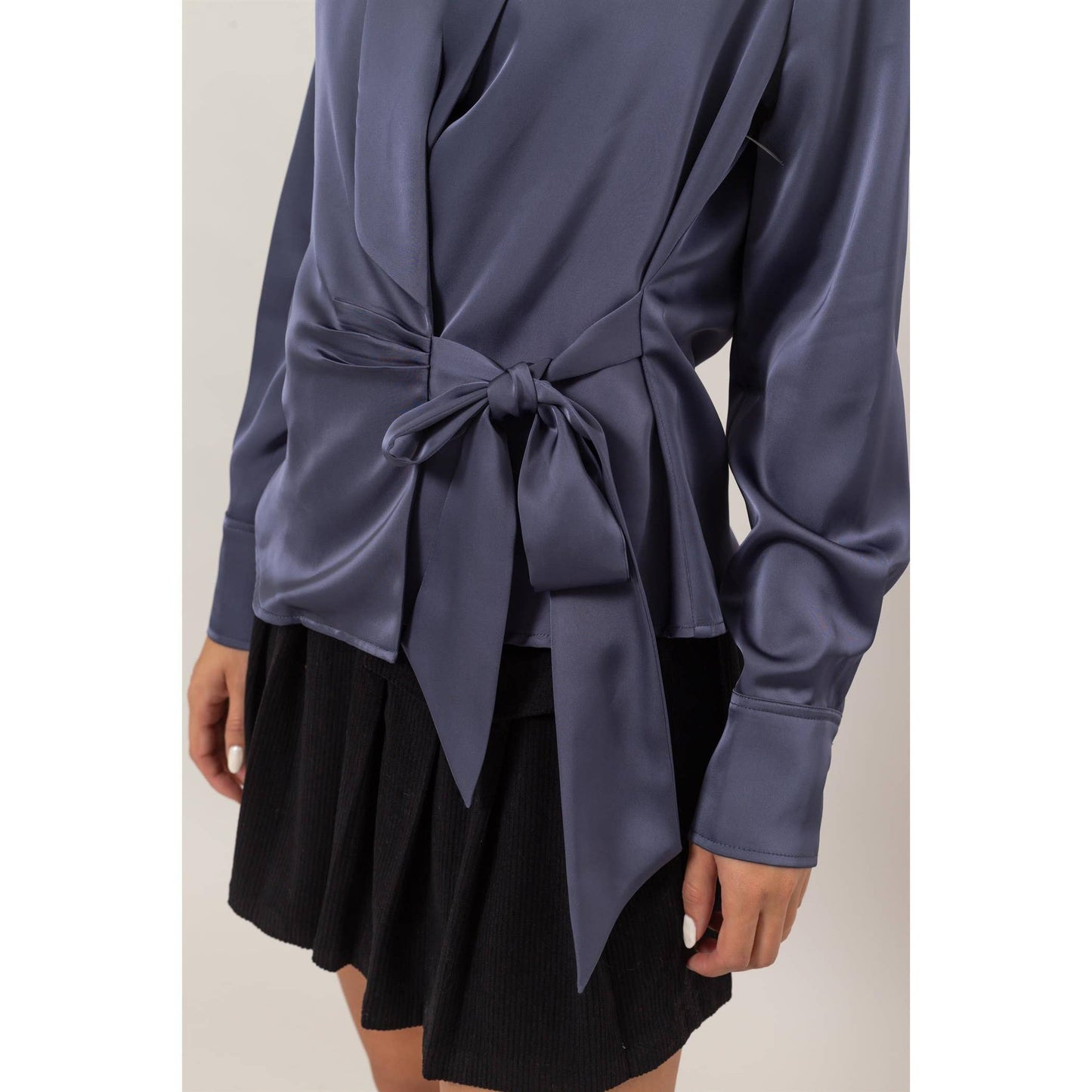 Satin Blouse With Tie Detail