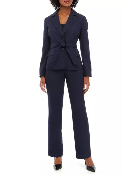 Le Suit Tonal Stripe Belted Jacket