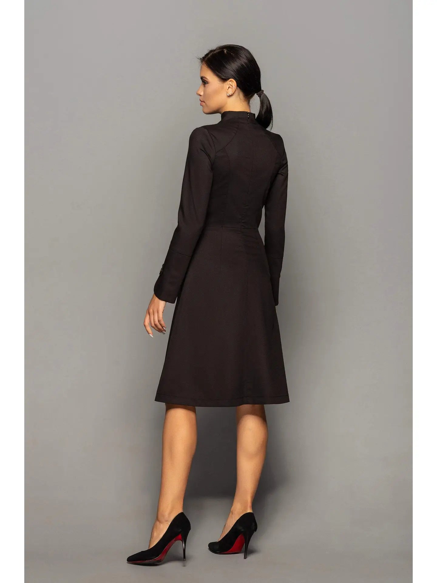 High Neck A-Line Midi Dress