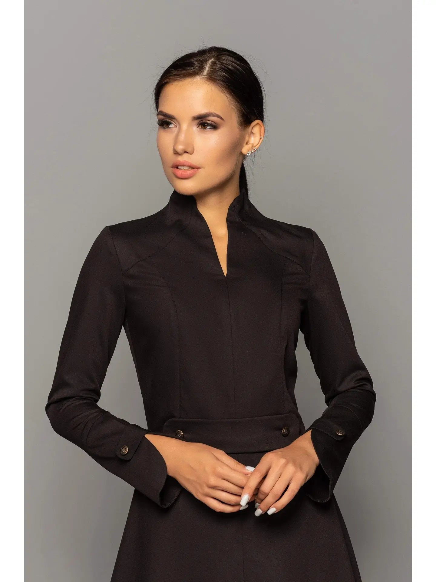 High Neck A-Line Midi Dress