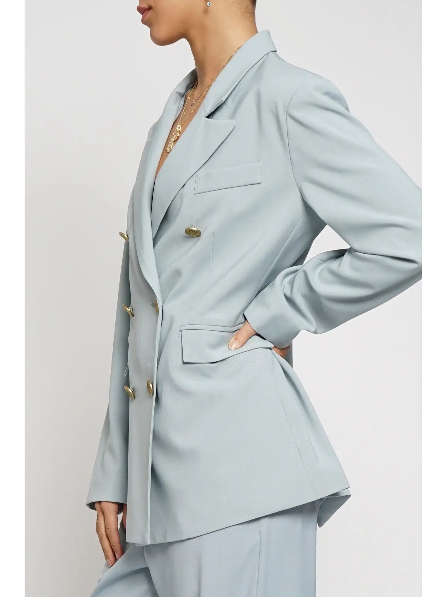 Double Breasted Notch Collar Blazer