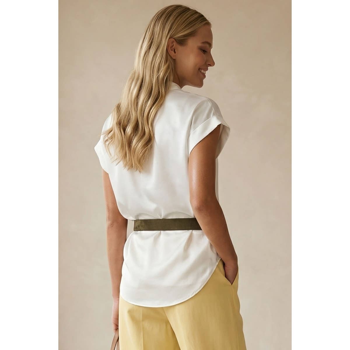 Cap Sleeve Satin Blouse