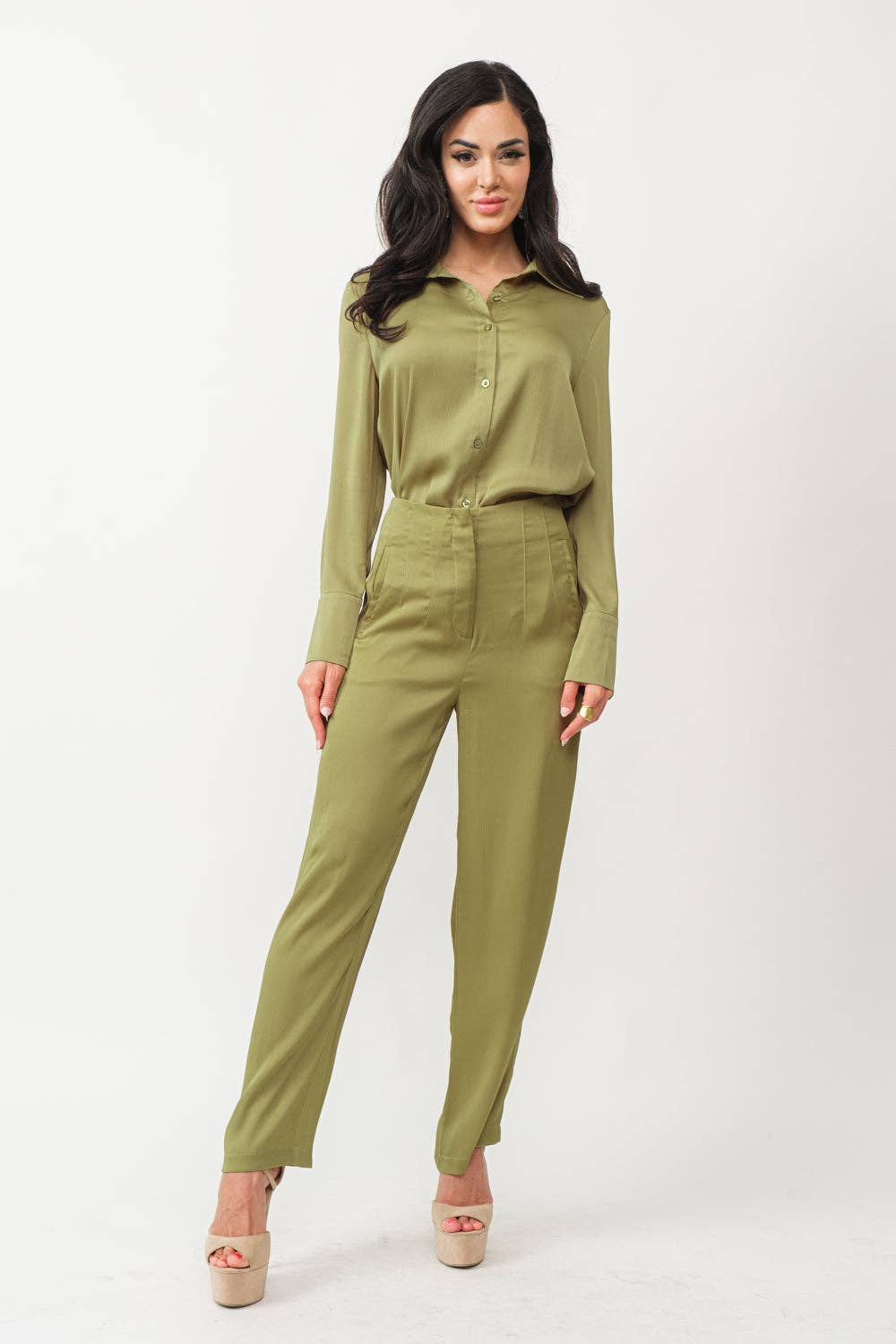 High Waist Satin Trousers