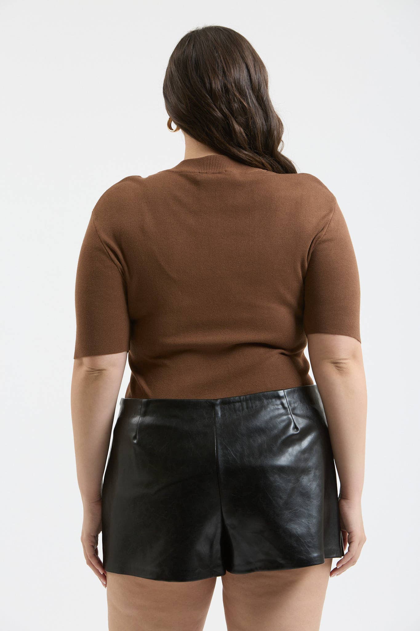 Plus Short Sleeve Mock Neck Sweater Top