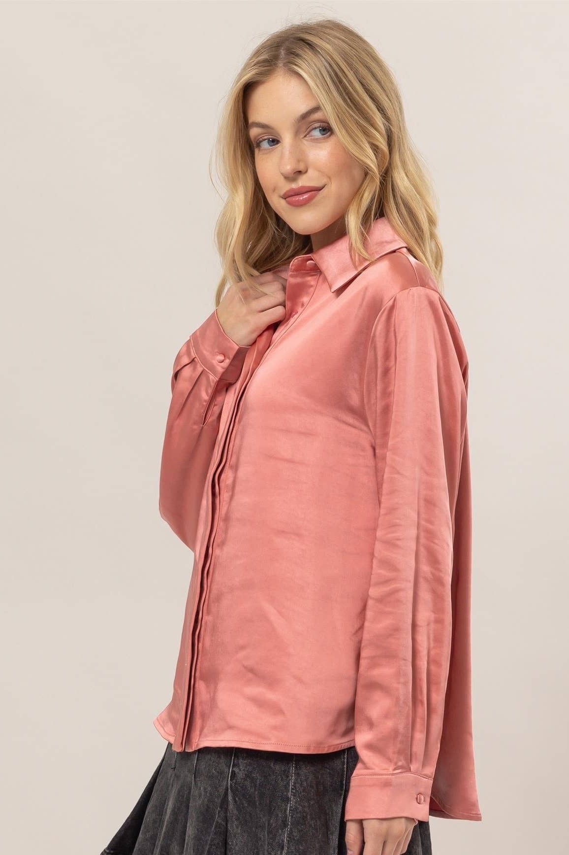 Satin Button-down Shirt