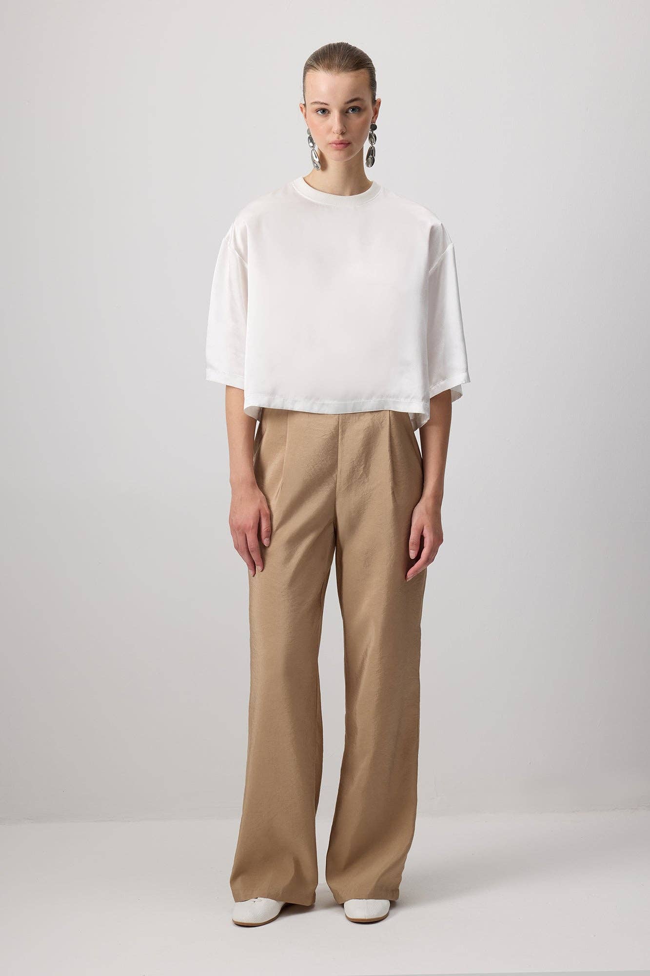 High-Waisted Wide-Leg Cupro Pants