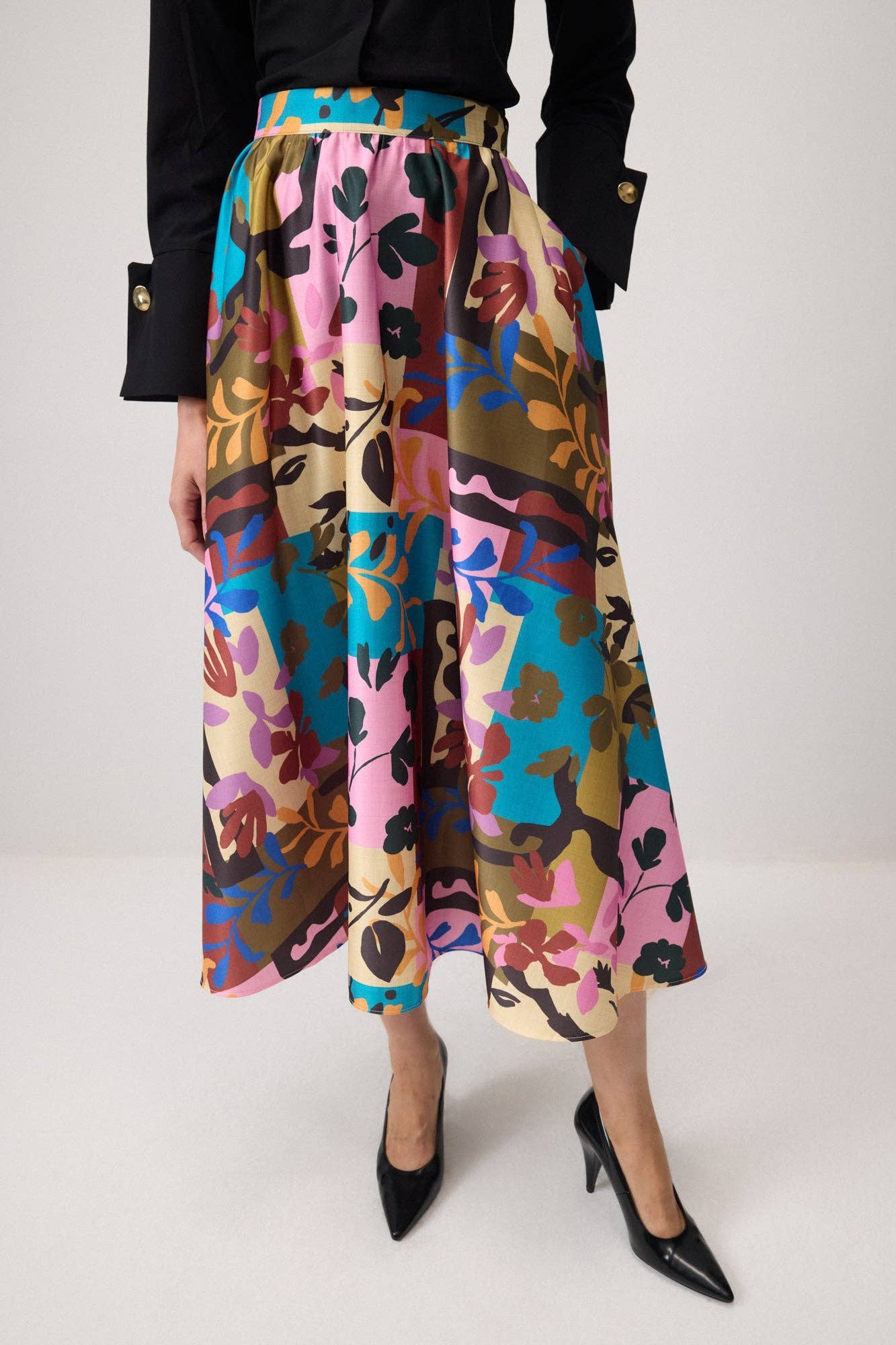 Patterned Satin Skirt