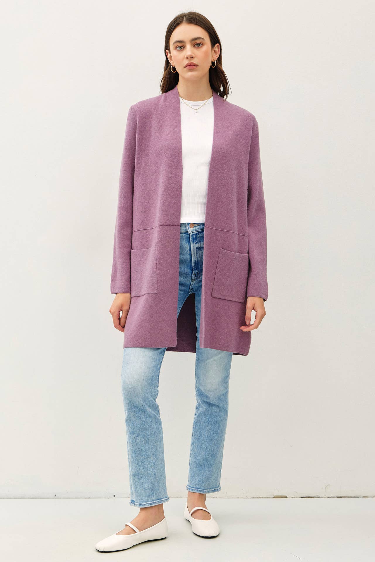 Open  Front Classic Knit Coat