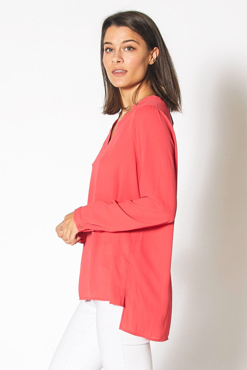 Long Sleeve Split Neck Top