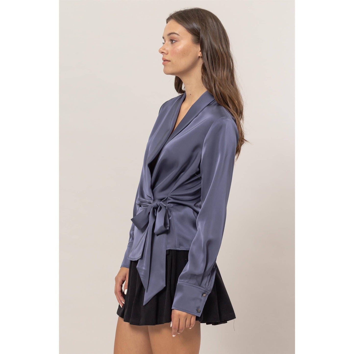 Satin Blouse With Tie Detail