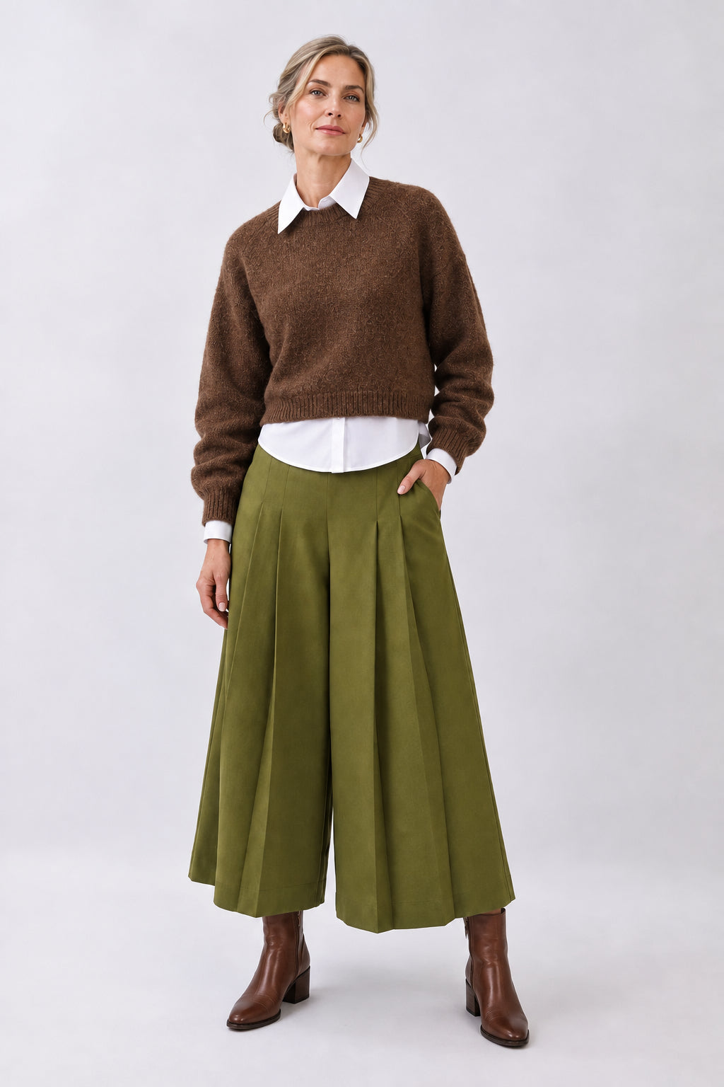 Pleated Culotte Pants