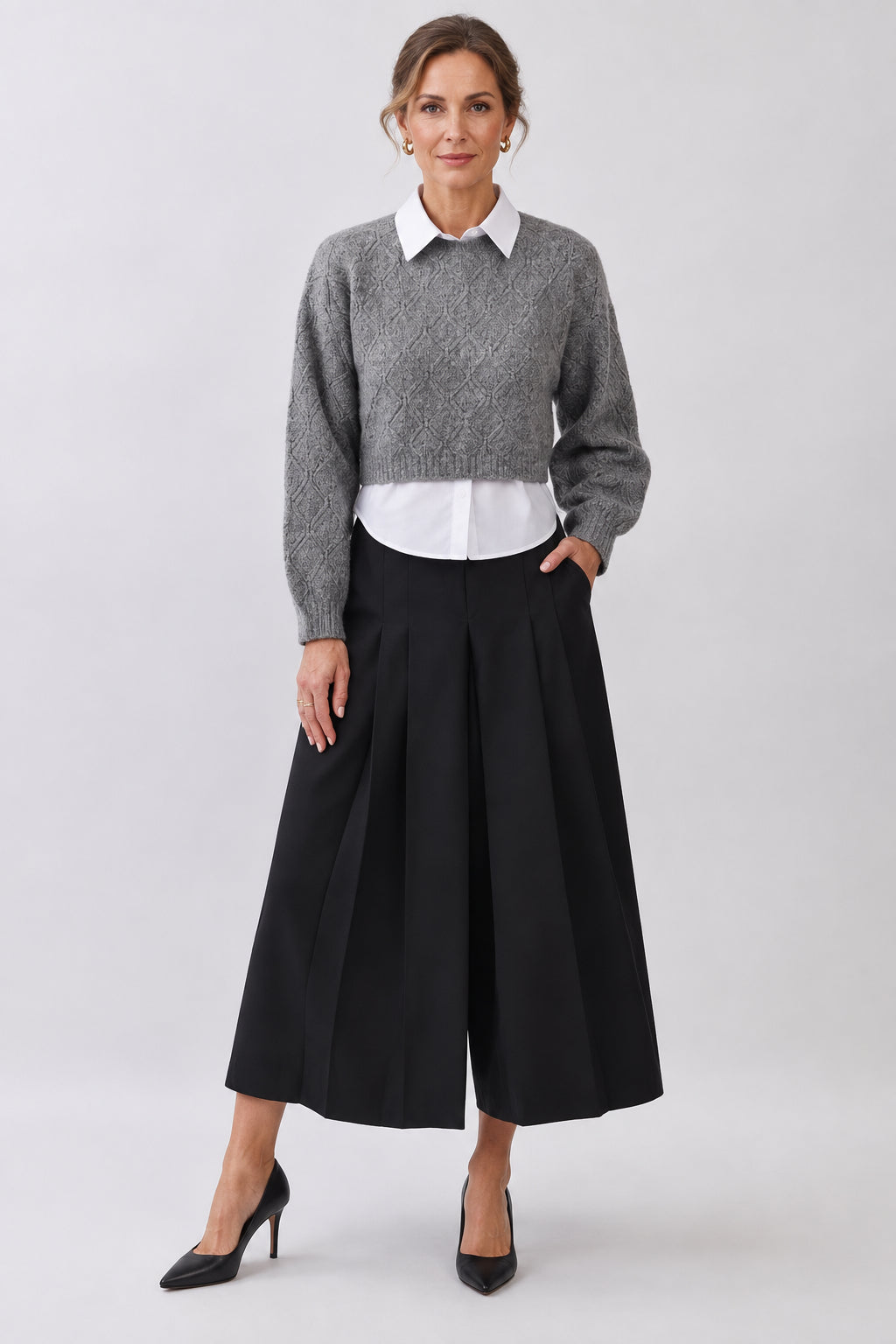 Pleated Culotte Pants