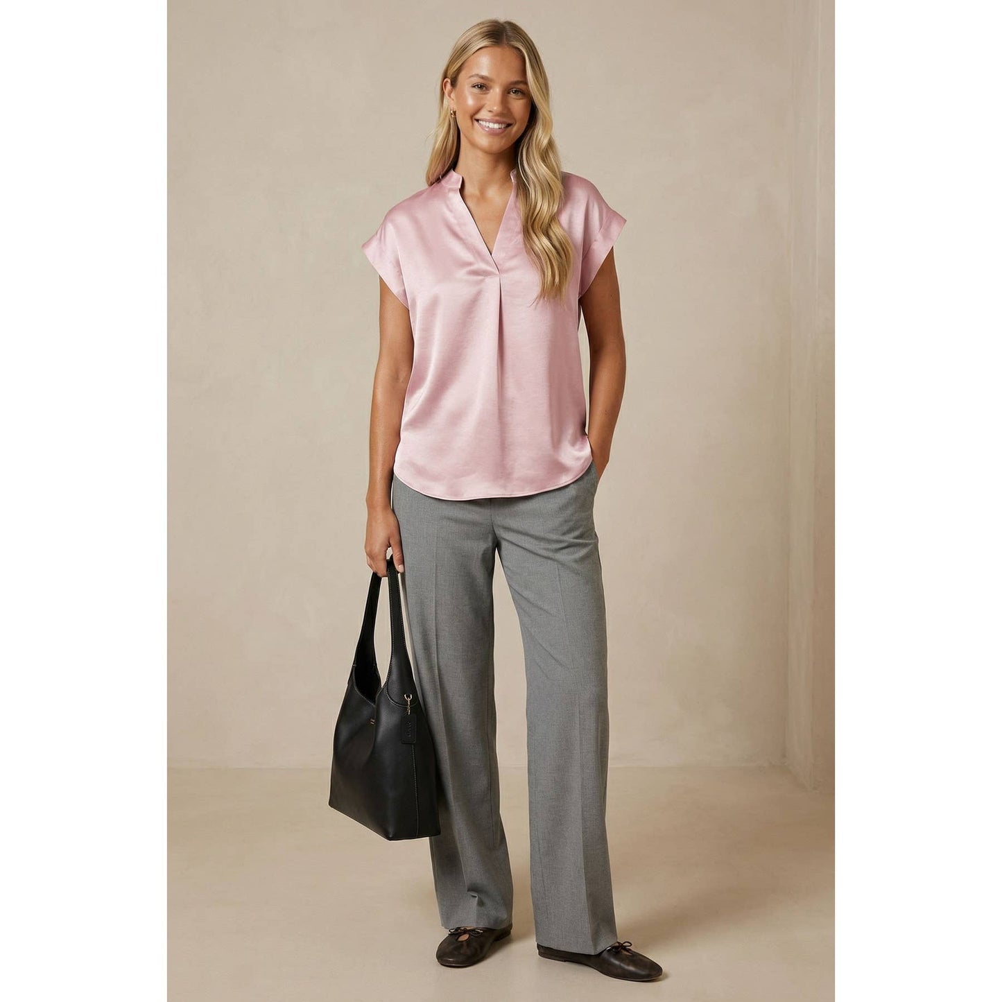 Cap Sleeve Satin Blouse