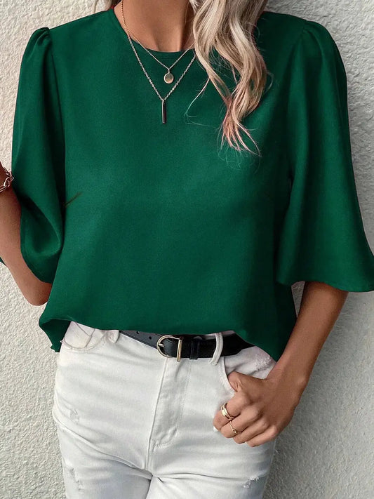 Satin Wide Sleeve Blouse