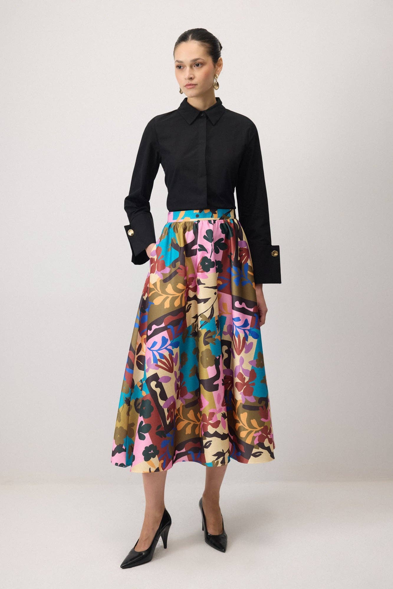 Patterned Satin Skirt