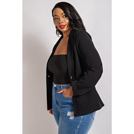 Plus Size Stretch Woven Blazer