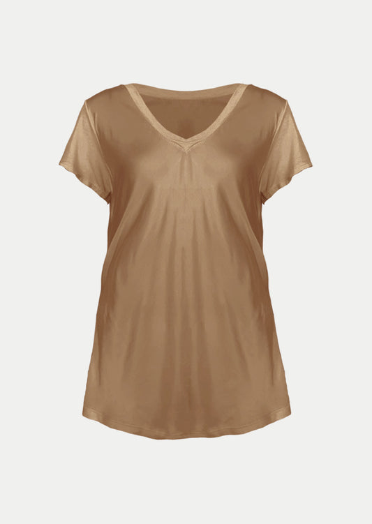 Satin V Neck T-Shirt