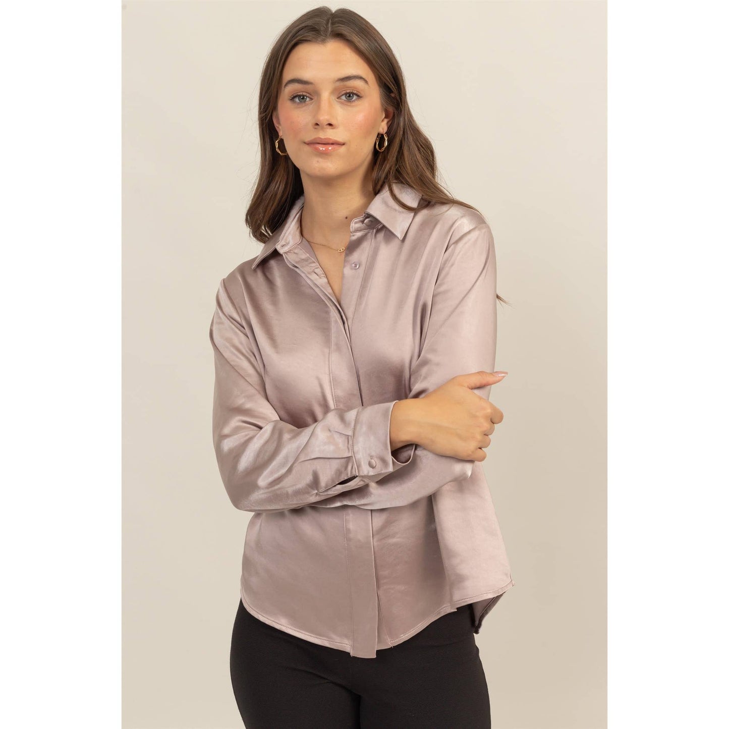 Satin Button-down Shirt