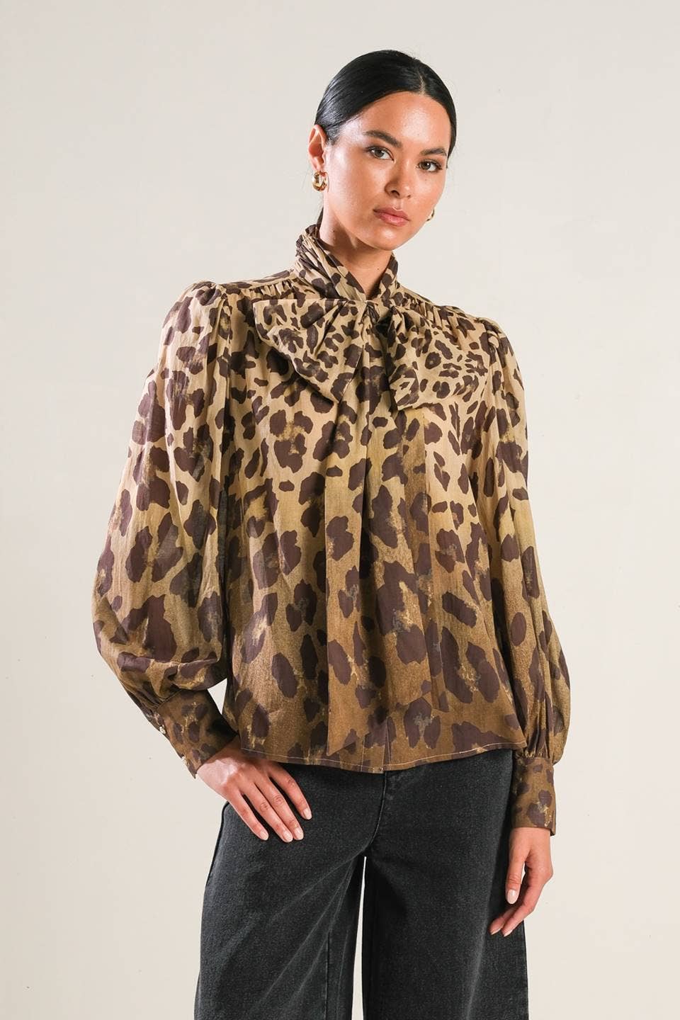 Animal Print Bow Tie Shirt