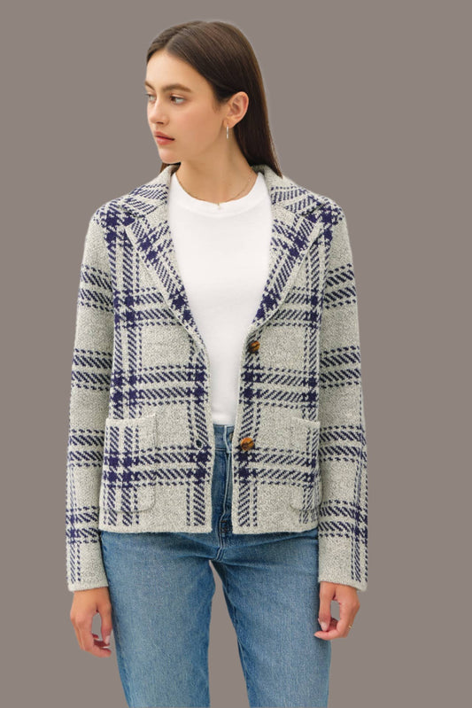 Plaid Sweater Jacket