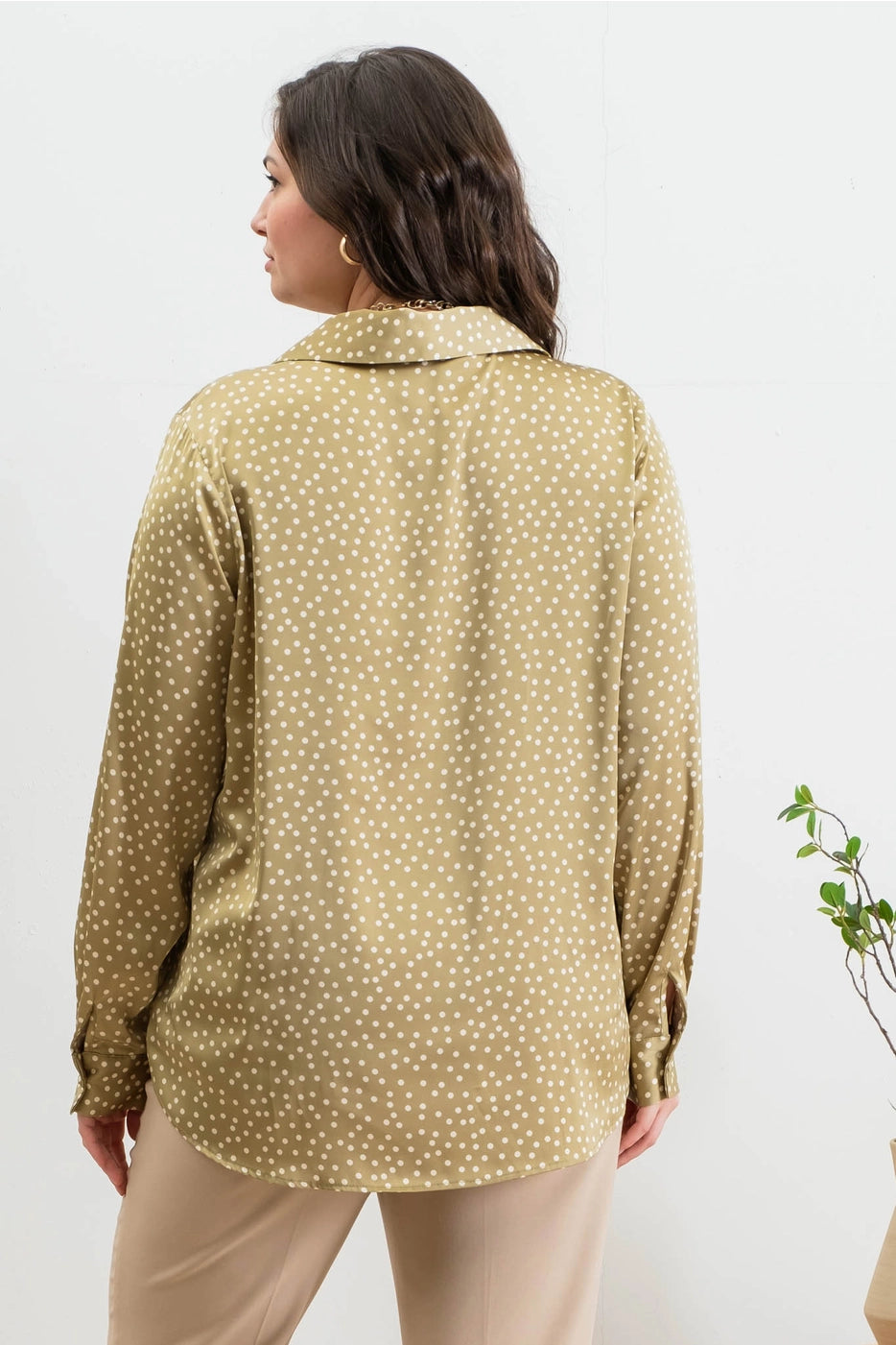 Plus Polka Dot long Sleeve Shirt