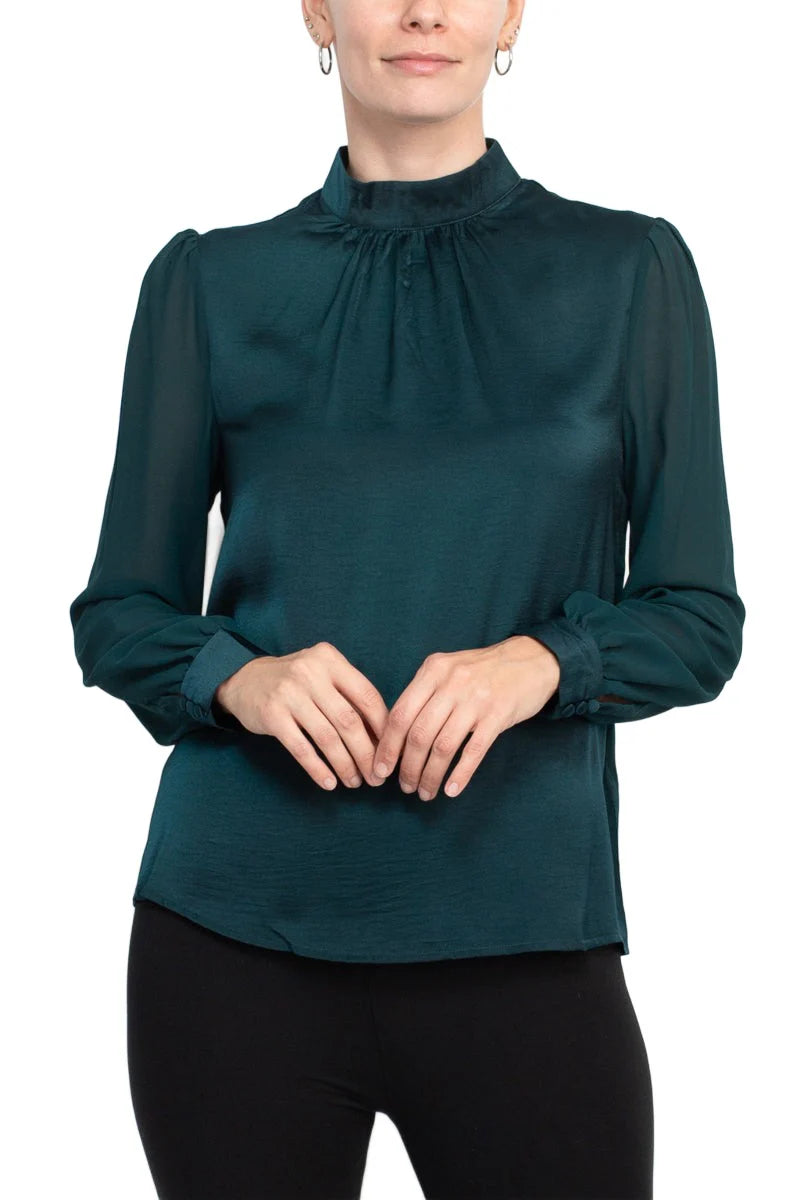 High Neck Satin Blouse